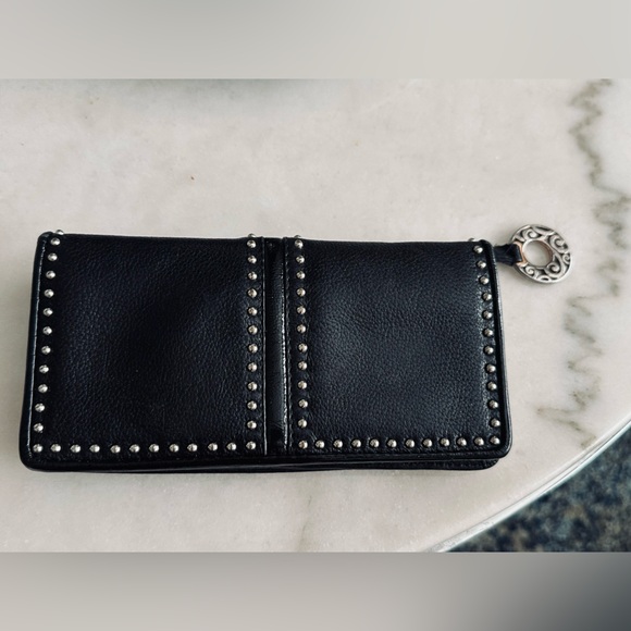 Brighton Handbags - Brighton Black Leather Wallet with Silver Accents